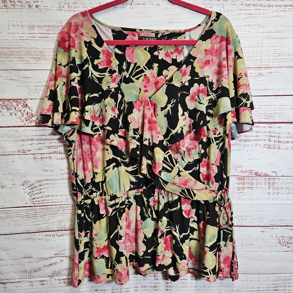 Lauren Ralph Lauren floral flutter sleeve blouse - Picture 3 of 15